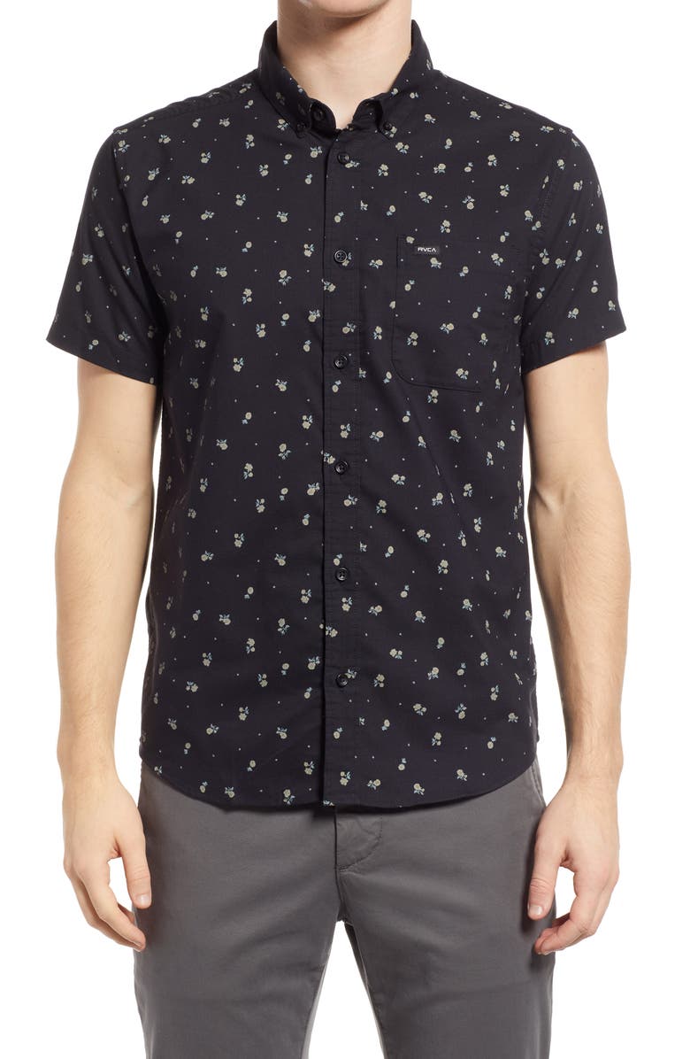 RVCA That'll Do Classic Fit Floral Print Short Sleeve Button-Down Shirt, Main, color,