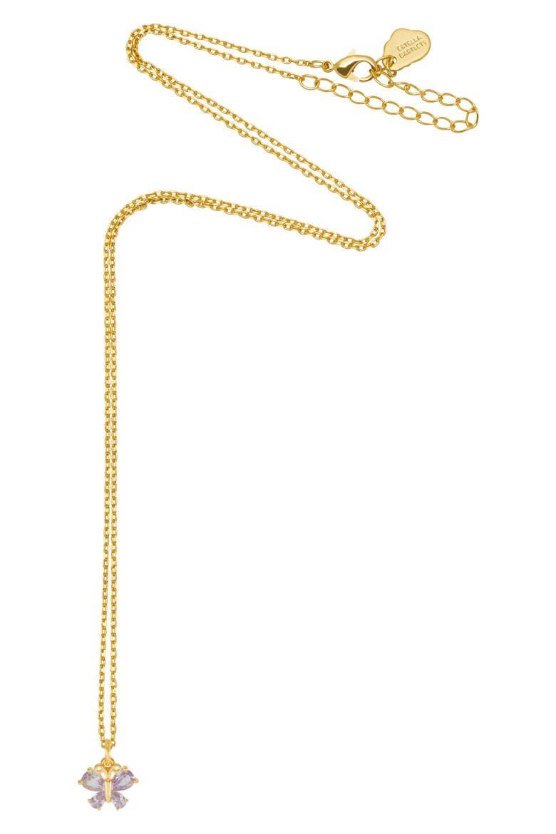 Dreamer Cubic Zirconia Butterfly Charm Necklace, Alternate, color, GOLD