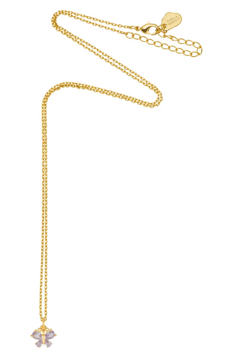 Estella Bartlett Dreamer Cubic Zirconia Butterfly Charm Necklace, Alternate, color, Gold
