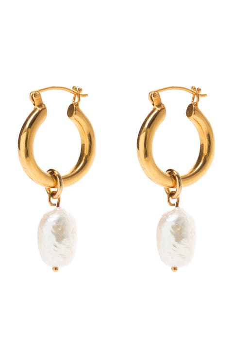 Mini Hoops with Baroque Pearls