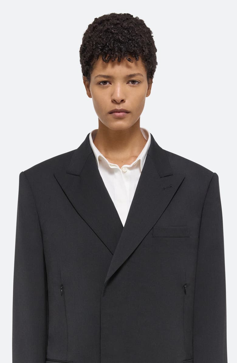 Helmut Lang Double Breasted Virgin Wool Blazer, Alternate, color, Black