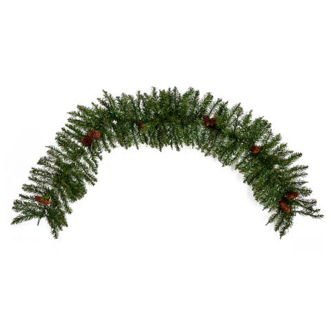 6-ft Mixed Alaskan Pines and Pinecones Artificial Christmas Garland 50 Warm White LED Lights
