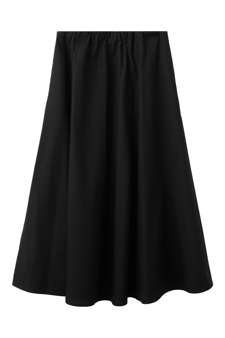 Flared Cotton Midi Skirt, Alternate, color, BLACK