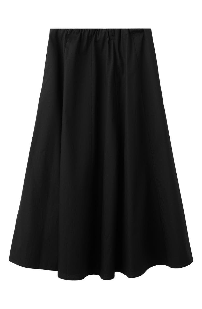 MANGO Flared Cotton Midi Skirt, Alternate, color, Black