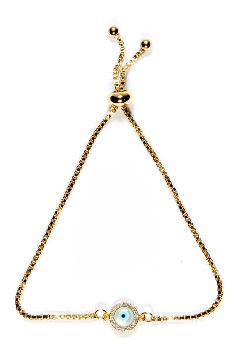 Sisterhood Evil Eye Stone Cubic Zirconia Adjustable Tie Bracelet