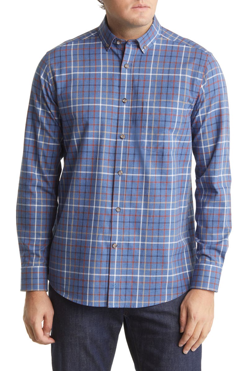 Johnston & Murphy Yarn Dyed Grid Cotton Button-Up Shirt, Main, color,