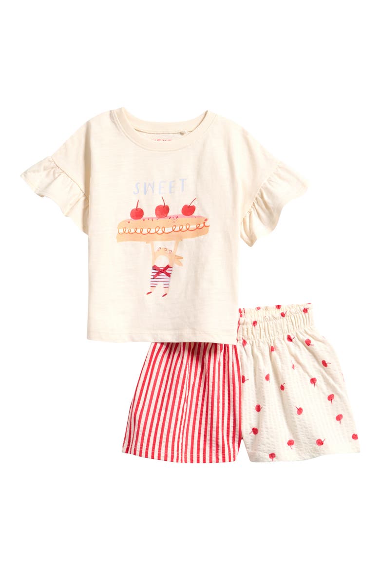 Kids' Graphic T-Shirt & Seersucker Shorts Set, Main, color, NEUTRAL