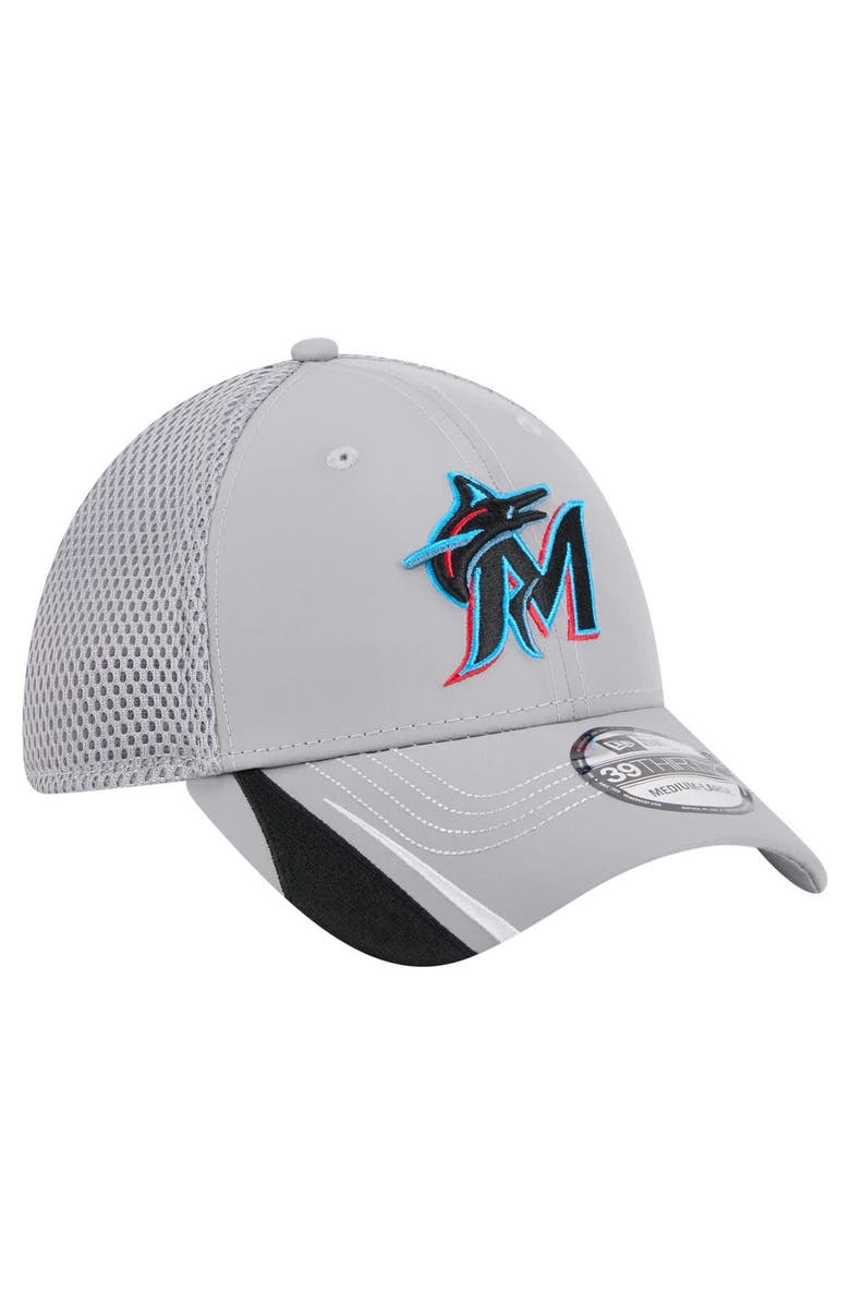 New Era Men's New Era Gray Miami Marlins Linear 39THIRTY Flex Hat, Alternate, color, Gray