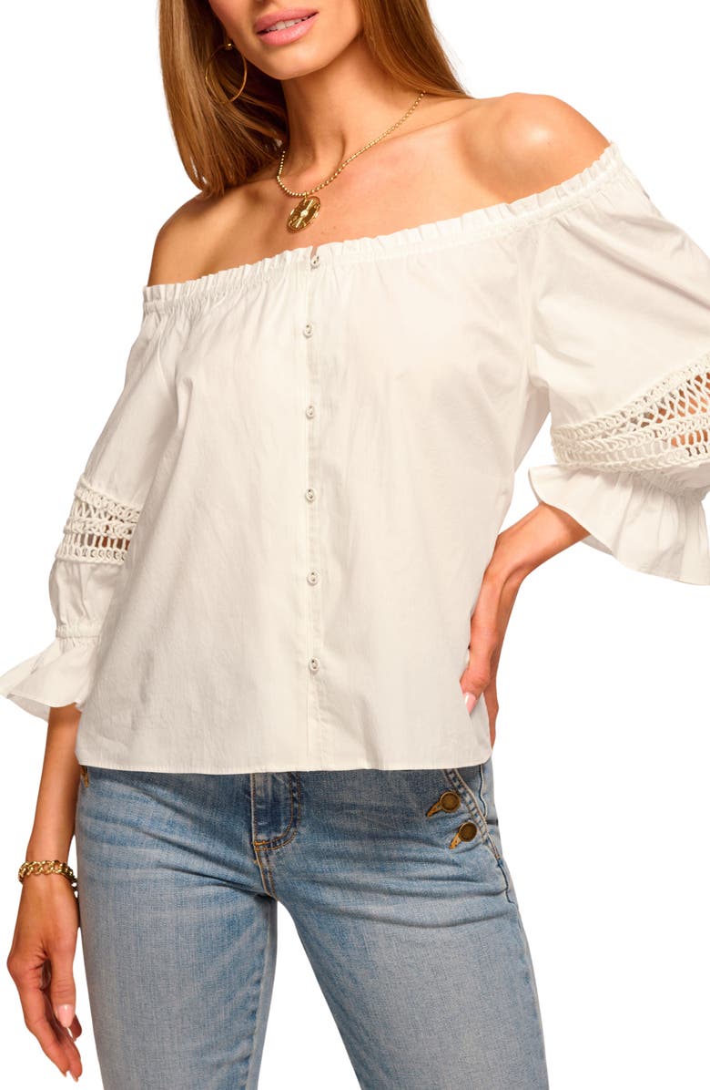 Ramy Brook Rosario Off the Shoulder Top, Alternate, color, White