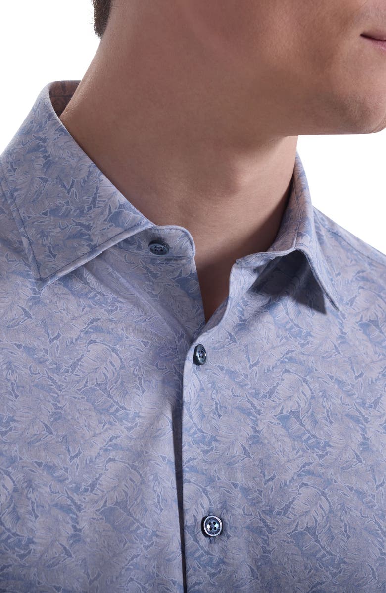 Bugatchi Miles OoohCotton<sup>®</sup> Short Sleeve Button-Up Shirt, Alternate, color, Air Blue
