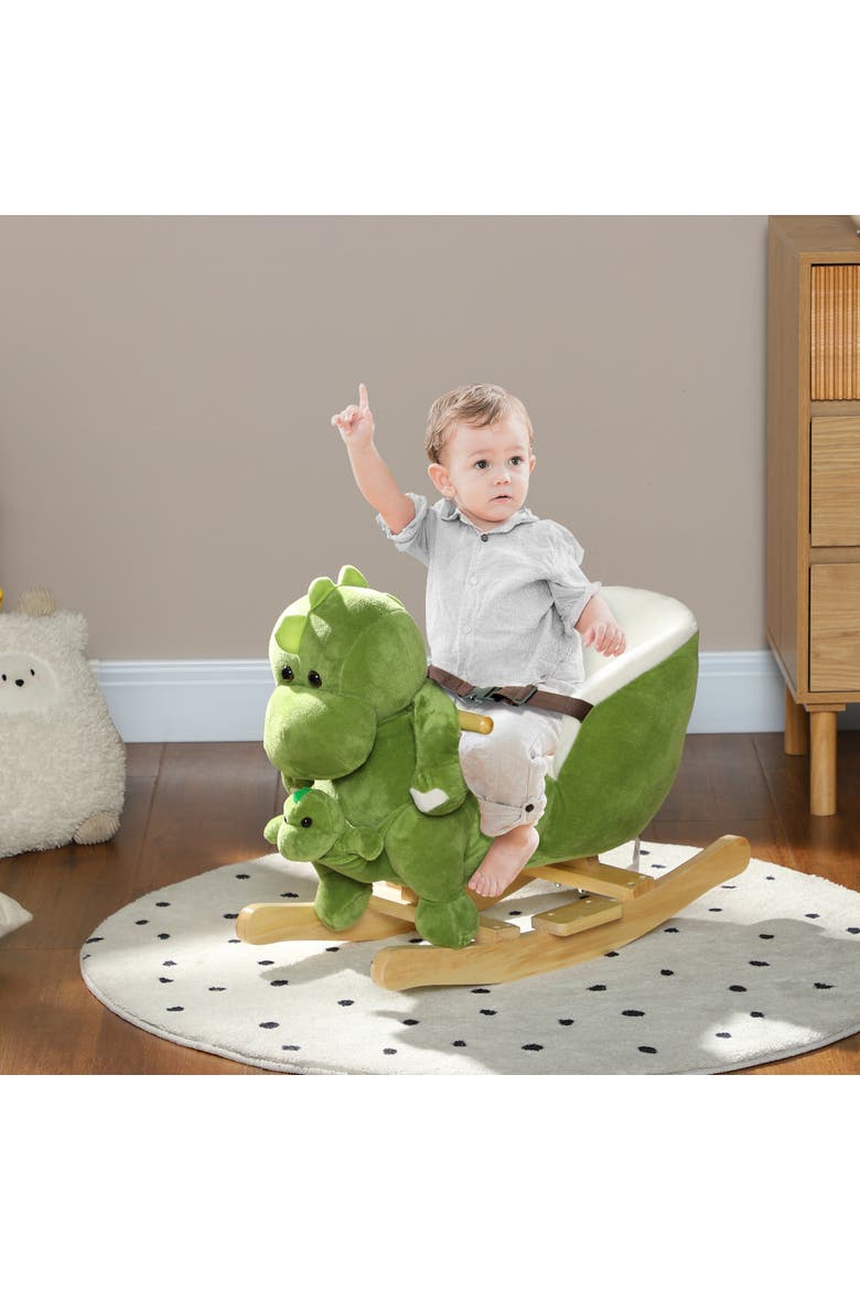 Toddler Plush Rocking Dinosaur, Seat Belt, 32 Songs, Hand Puppet, Alternate, color, Green