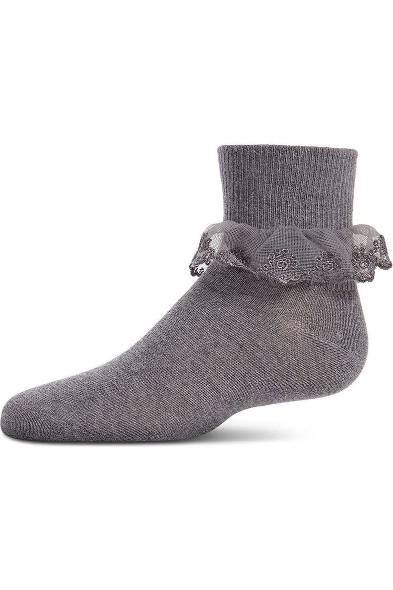 Classic Lace Ruffle Anklet Socks, Main, color, Light Gray