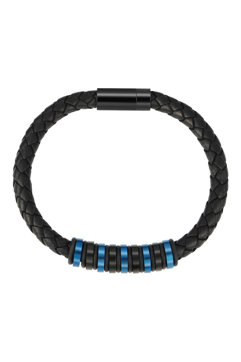 Men's Ornaments Braided Leather Bracelet, Alternate, color, BLUE
