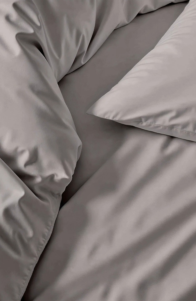 Italic Luxe Australian Sateen Duvet Cover, Alternate, color, Pebble Gray