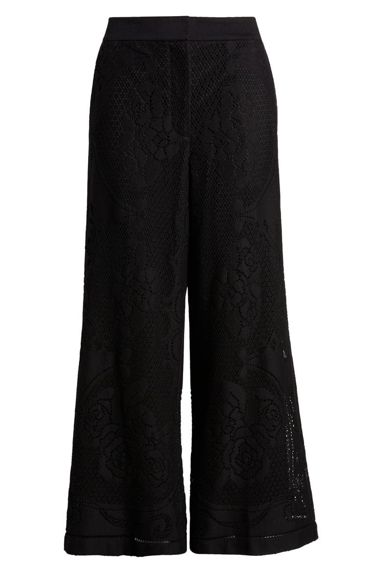 Anisa Lace Wide Leg Crop Pants, Alternate, color, BLACK
