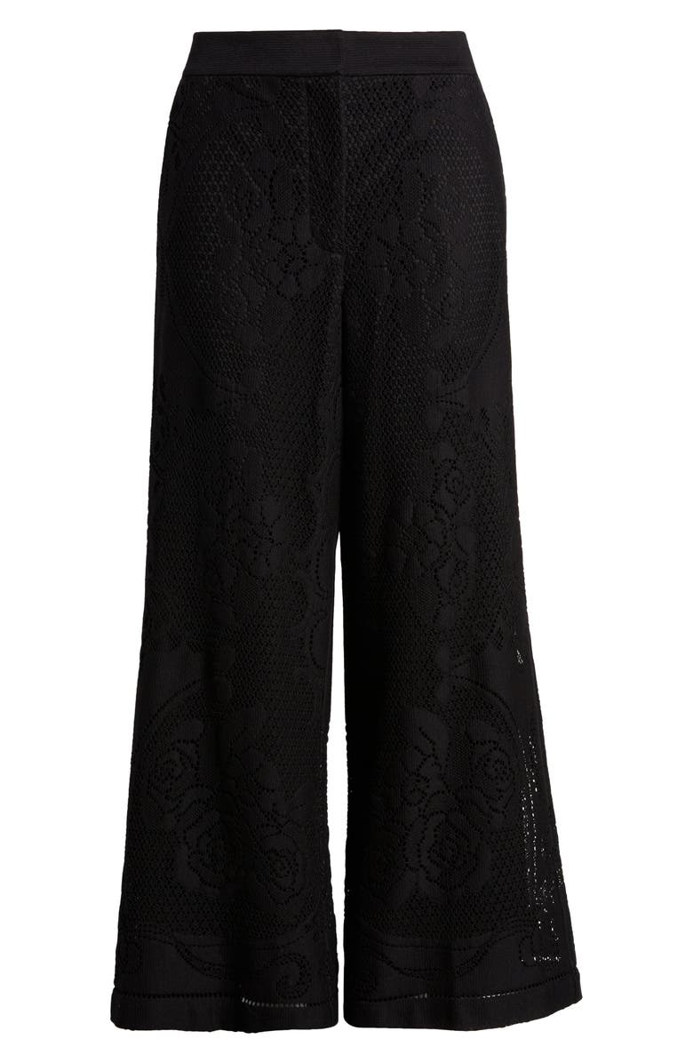 KOBI HALPERIN Anisa Lace Wide Leg Crop Pants, Alternate, color, Black