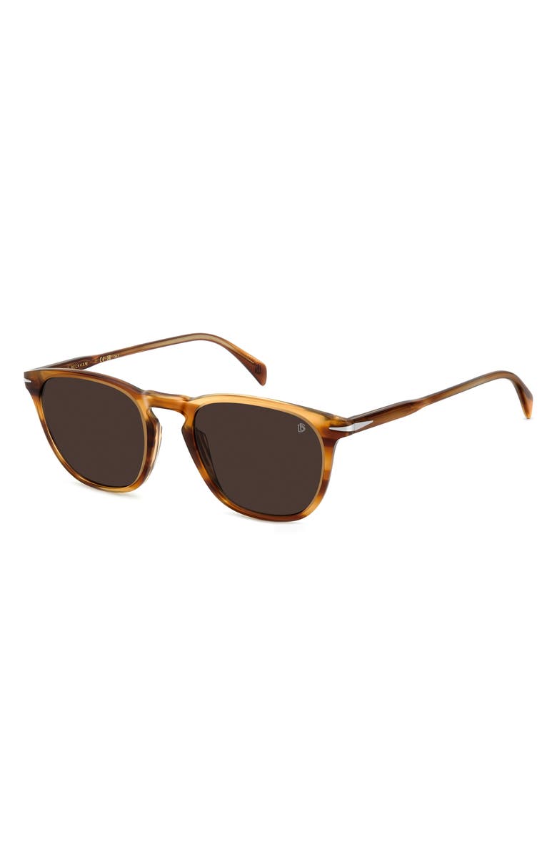 David Beckham Eyewear 51mm Rectangular Sunglasses, Alternate, color, Brown Horn/ Brown