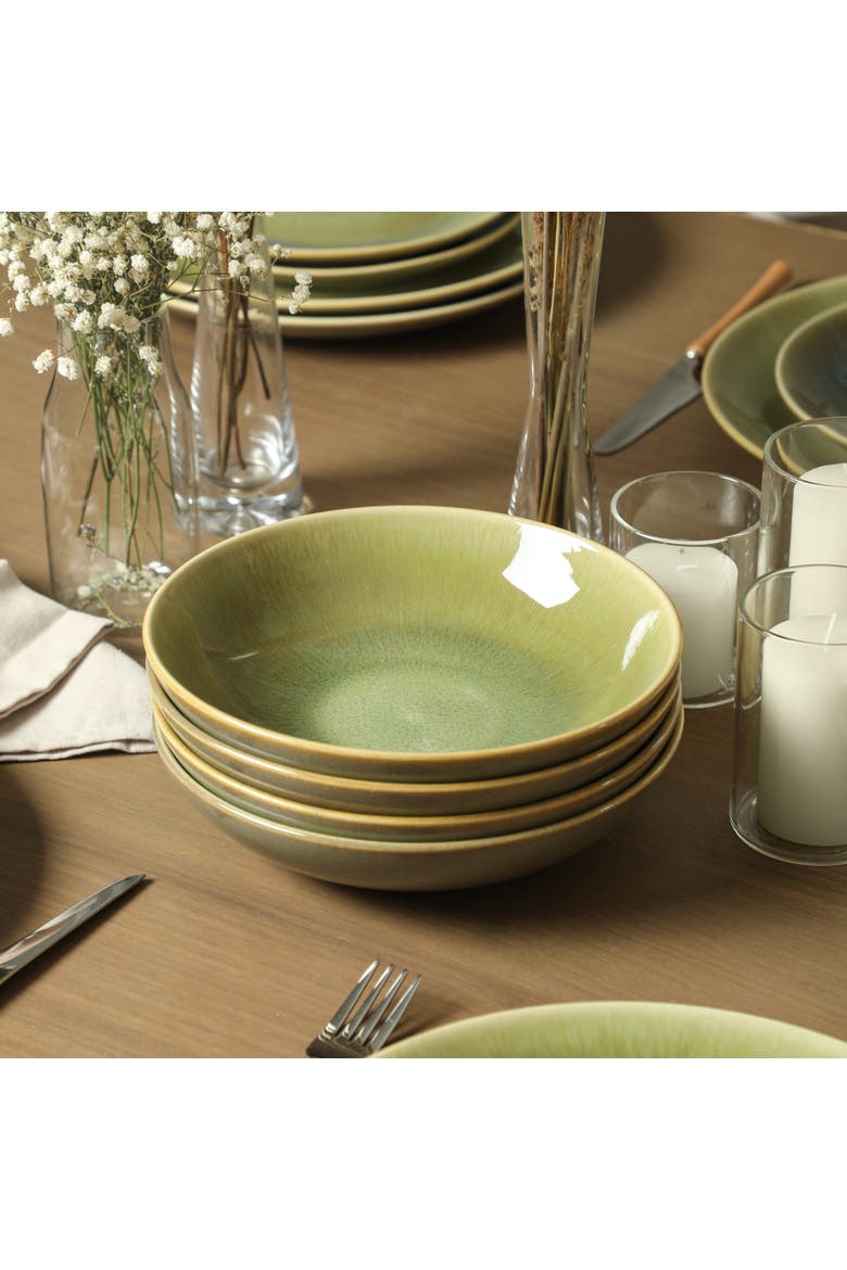 Riley 4-Piece Pasta Bowl Set Stoneware, Service for 4, Alternate, color, Green and Blue