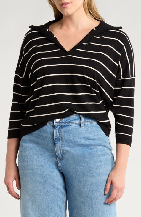 Stripe Crop Sweater (Plus)