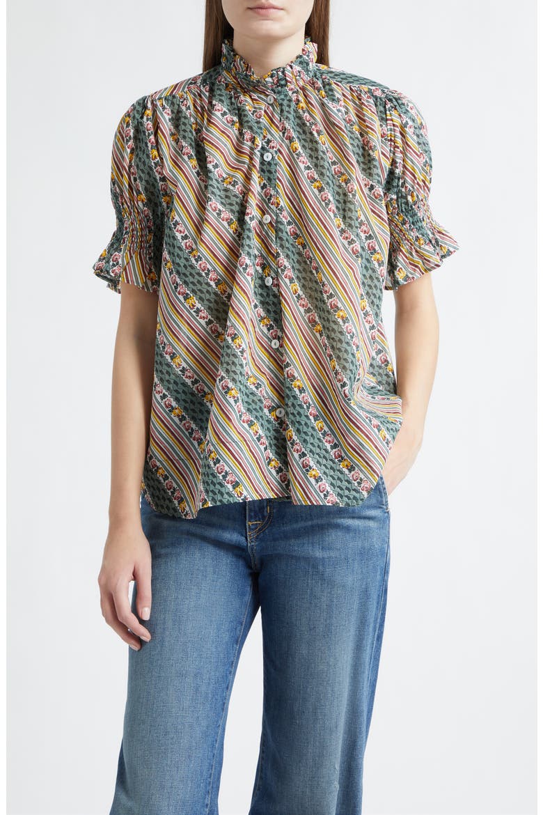 Marnie Floral Ruffle Top, Main, color, ROSE STRIPE