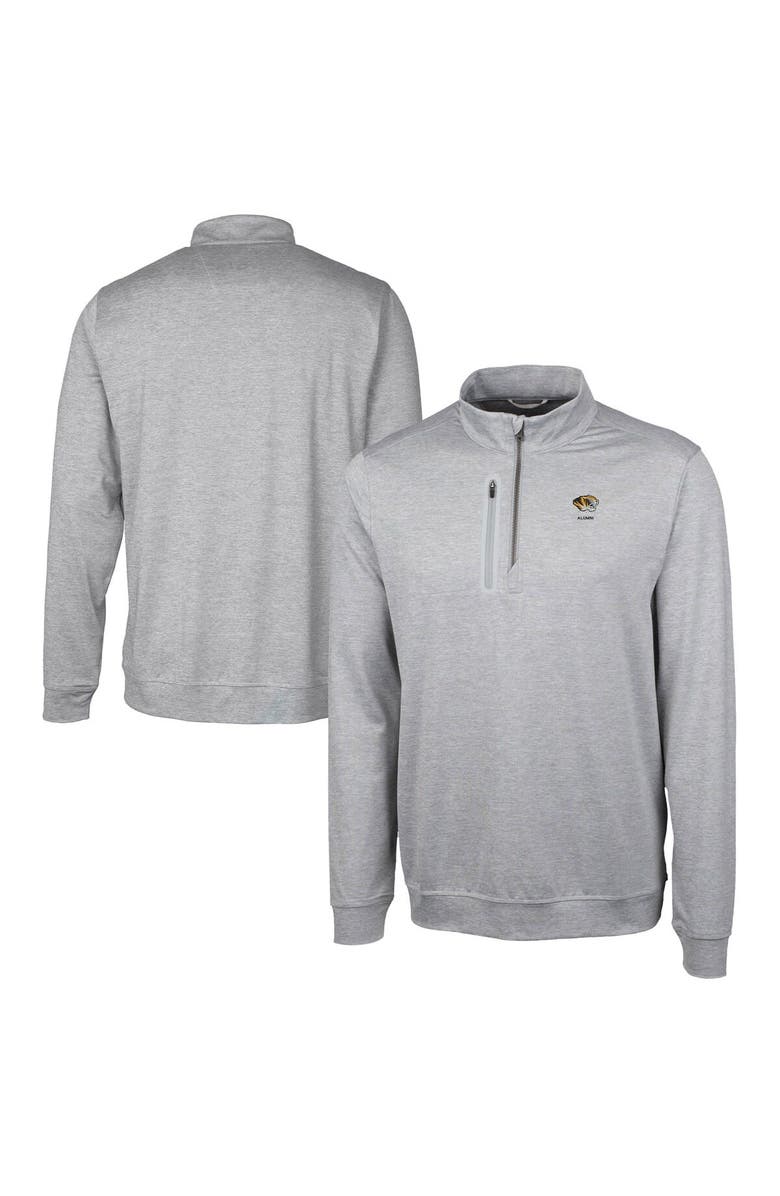 Cutter & Buck Men's Cutter & Buck  Gray Missouri Tigers Alumni Logo Stealth Heathered Quarter-Zip Pullover Top, Main, color, 