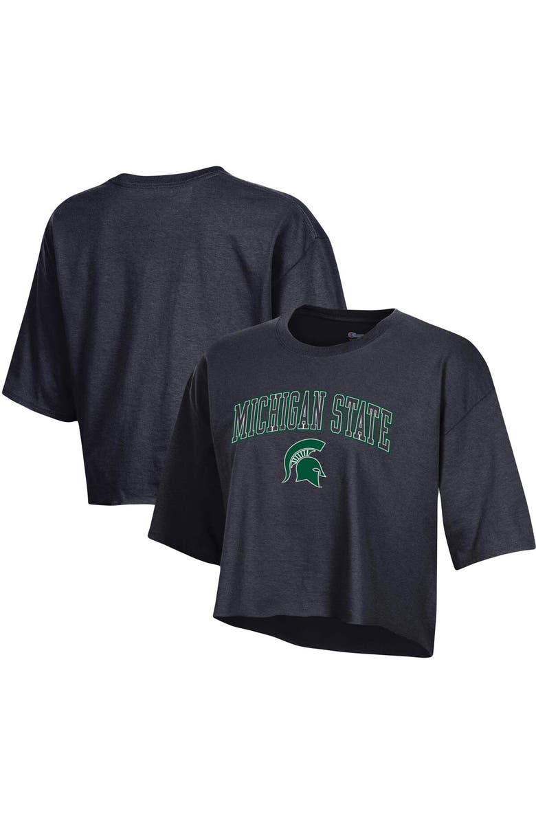 Champion Women's Champion Black Michigan State Spartans Cropped Boyfriend T-Shirt, Main, color, 