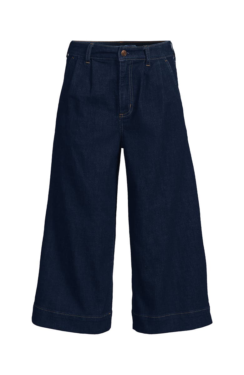 Lands' End Denim Mid Rise Wide Leg Culotte Jeans, Alternate, color, River Rinse