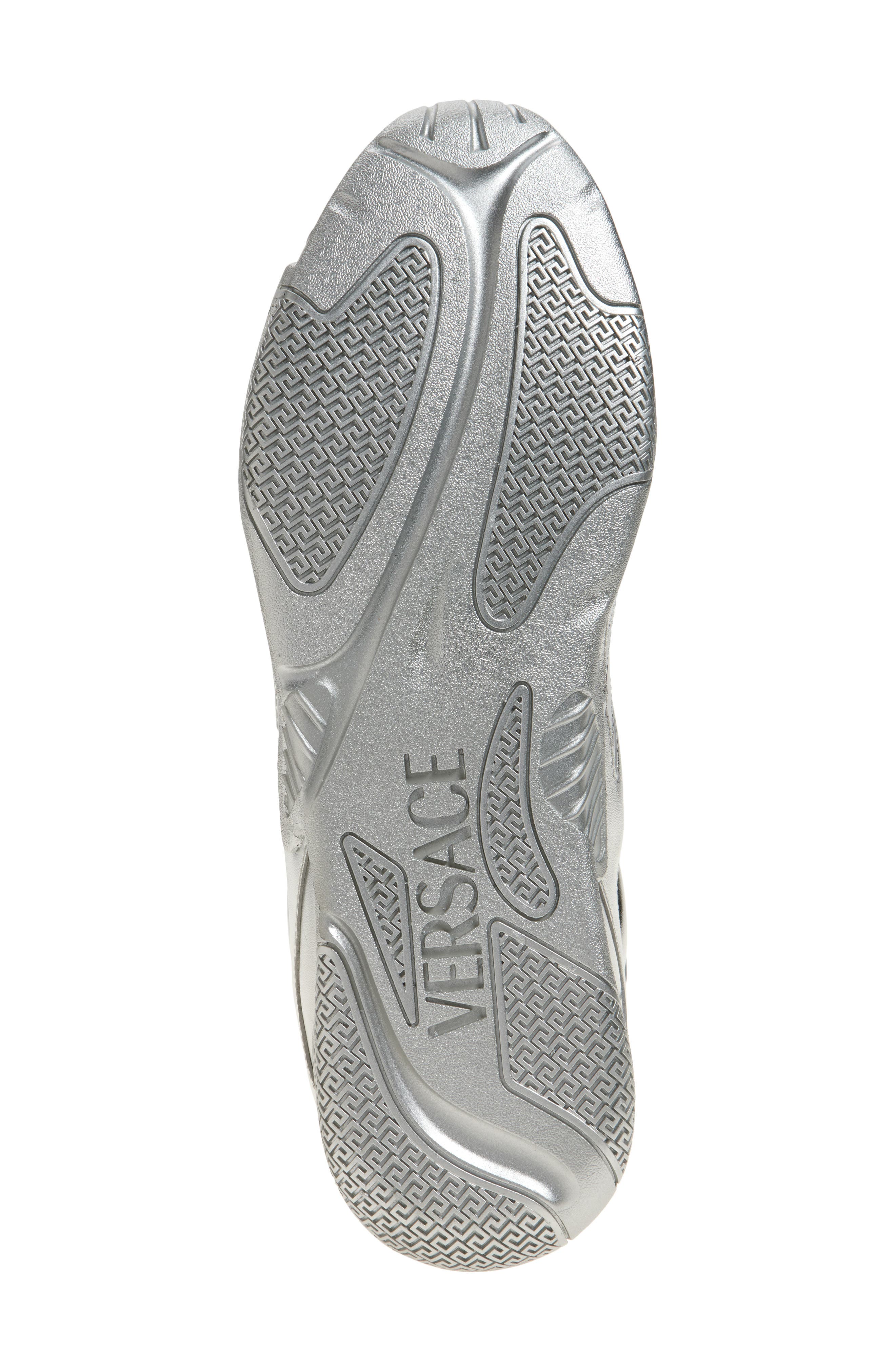 Versace Galaxia Metallic Leather Sneaker, Alternate, color, Silver