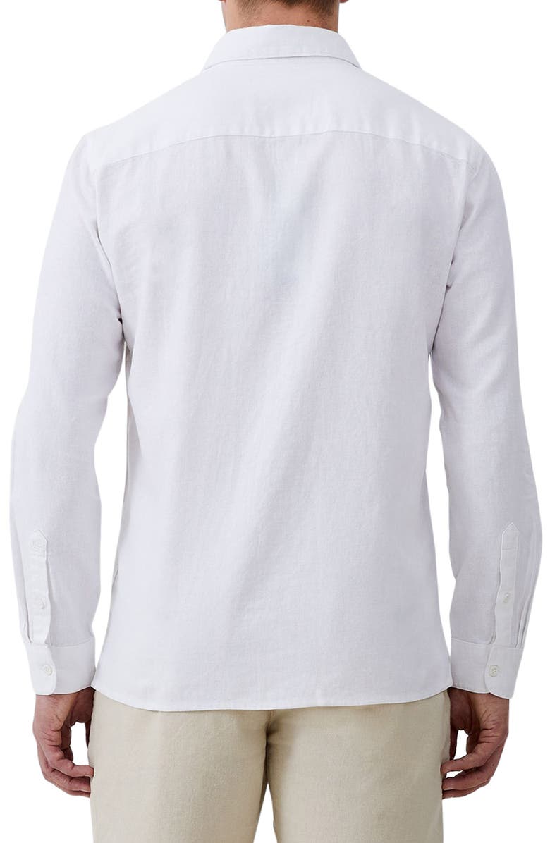 French Connection Solid Linen Blend Button-Up Shirt, Alternate, color,