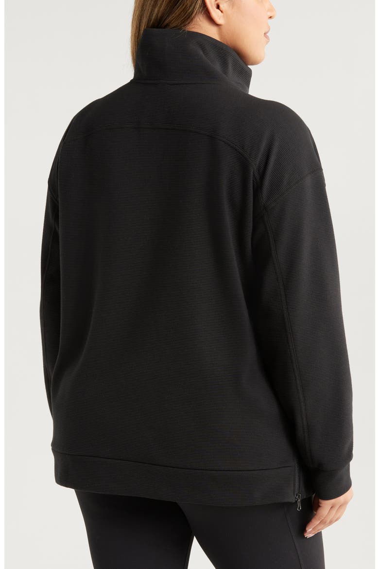 Ottoman Fleece Half Zip, Alternate, color, BLACK
