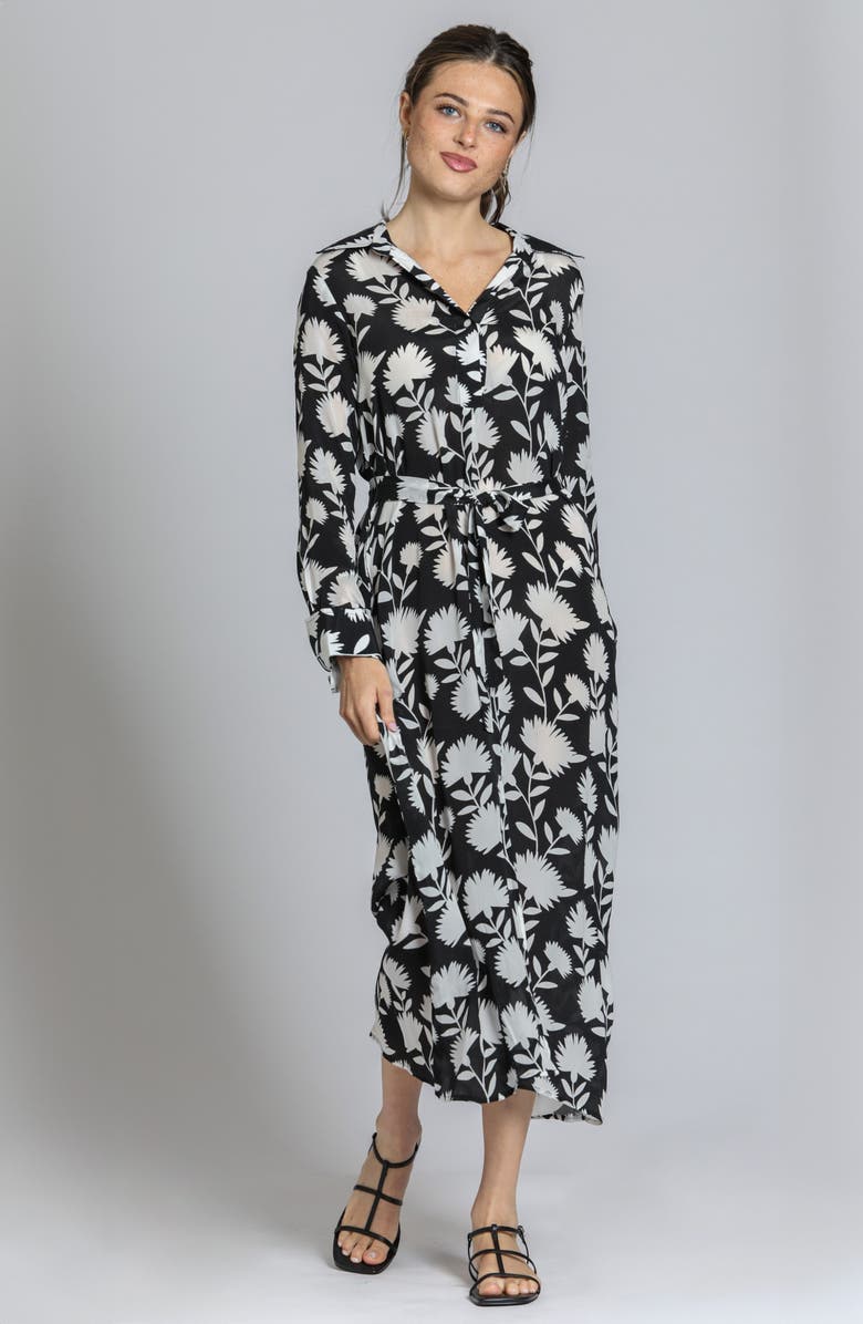 APNY Mix Print Long Sleeve Dress, Alternate, color, Black/ White