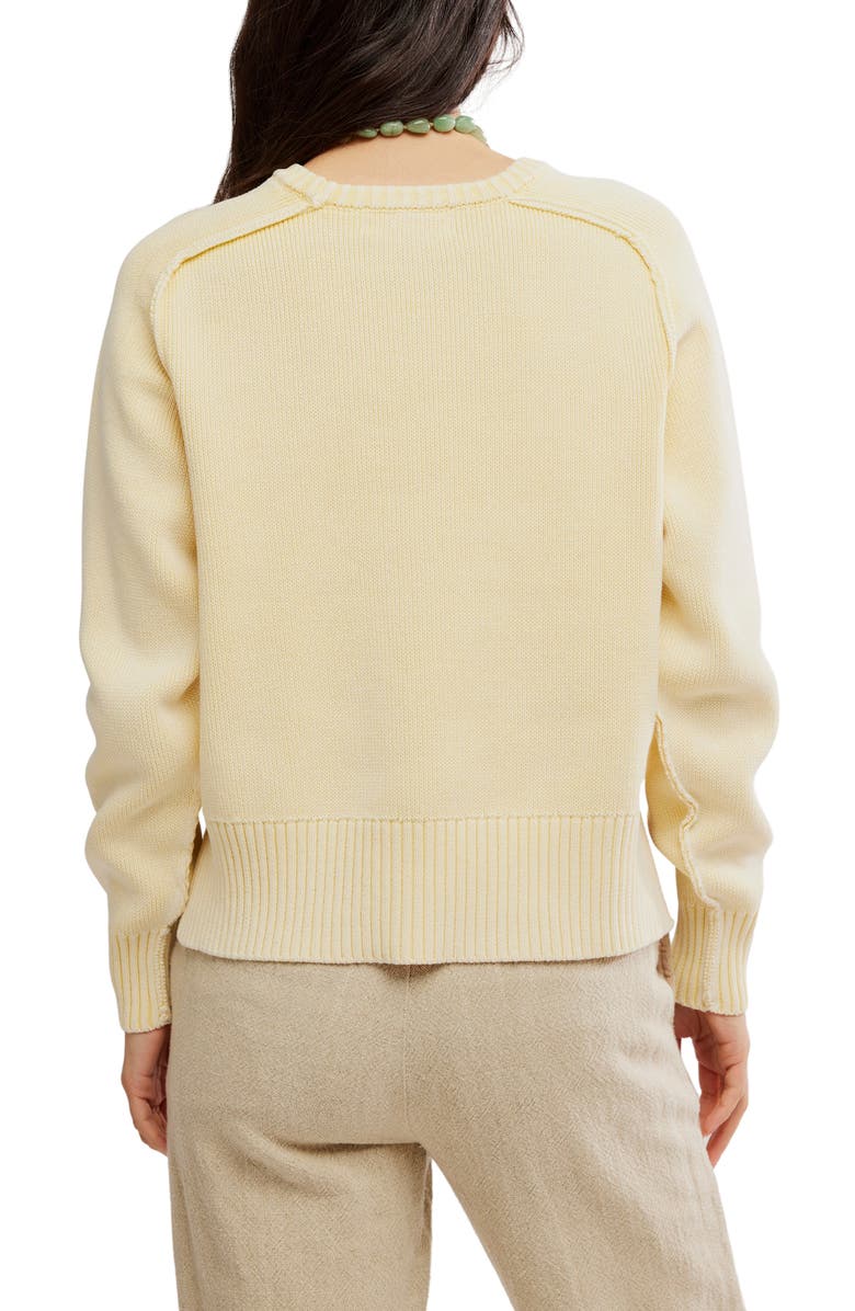 Free People Spring Street Cotton Crewneck Sweater, Alternate, color, Banana Cream