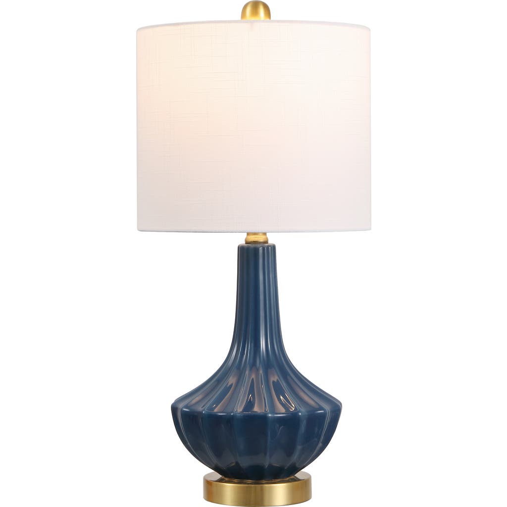 Jonathan Y Parker 21.5" Contemporary Traditional Ceramic/metal Gourd Led Table Lamp In Blue