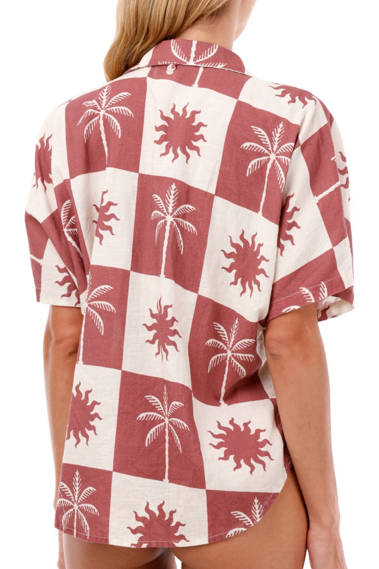 Sunrise Palm Twyla Cotton Cover-Up Shirt, Alternate, color, SUNRISE PALM