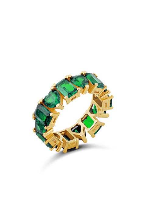 Heart & Emerald Cubic Zirconia Eternity Ring