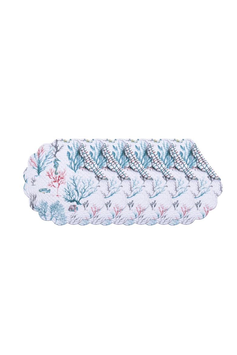St.Vincent Round Placemats Set of 6, 17", Main, color, Blue