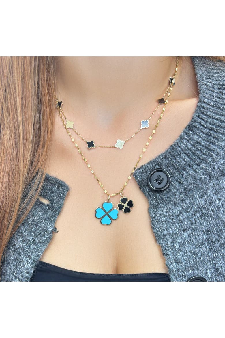 Turquoise Lucky Clover Charm, Alternate, color, Turquoise