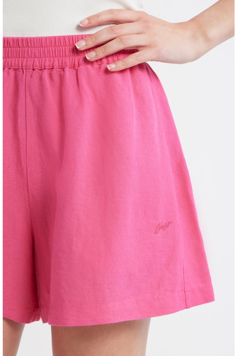 Linen Blend Shorts, Alternate, color, MAGENTA