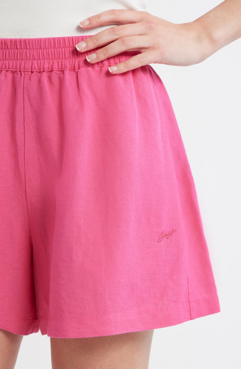 BOSS Orange Linen Blend Shorts, Alternate, color, Magenta
