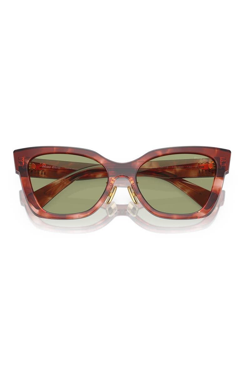 56mm Cat Eye Sunglasses, Alternate, color, GREEN