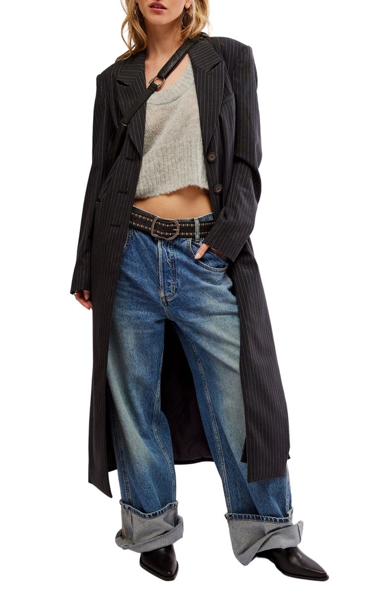 Free People Hailey Pinstripe Blazer Duster, Main, color, 