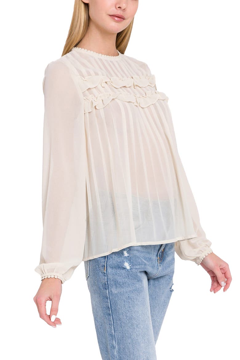 Ruffle & Lace Detail Chiffon Blouse, Alternate, color, IVORY