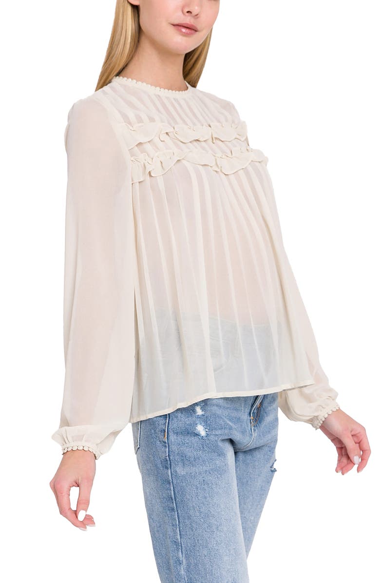 Endless Rose Ruffle & Lace Detail Chiffon Blouse, Alternate, color, Ivory