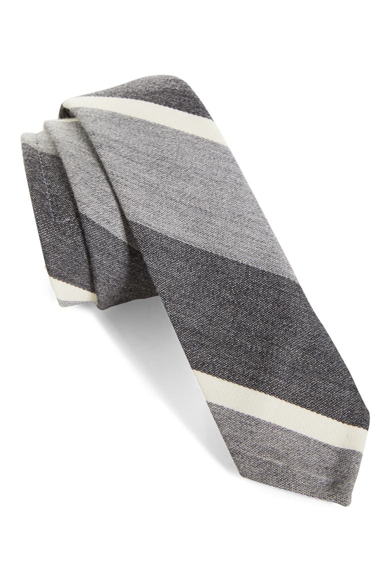 Stripe Wool & Cotton Tie (Nordstrom Exclusive), Main, color, MED GREY