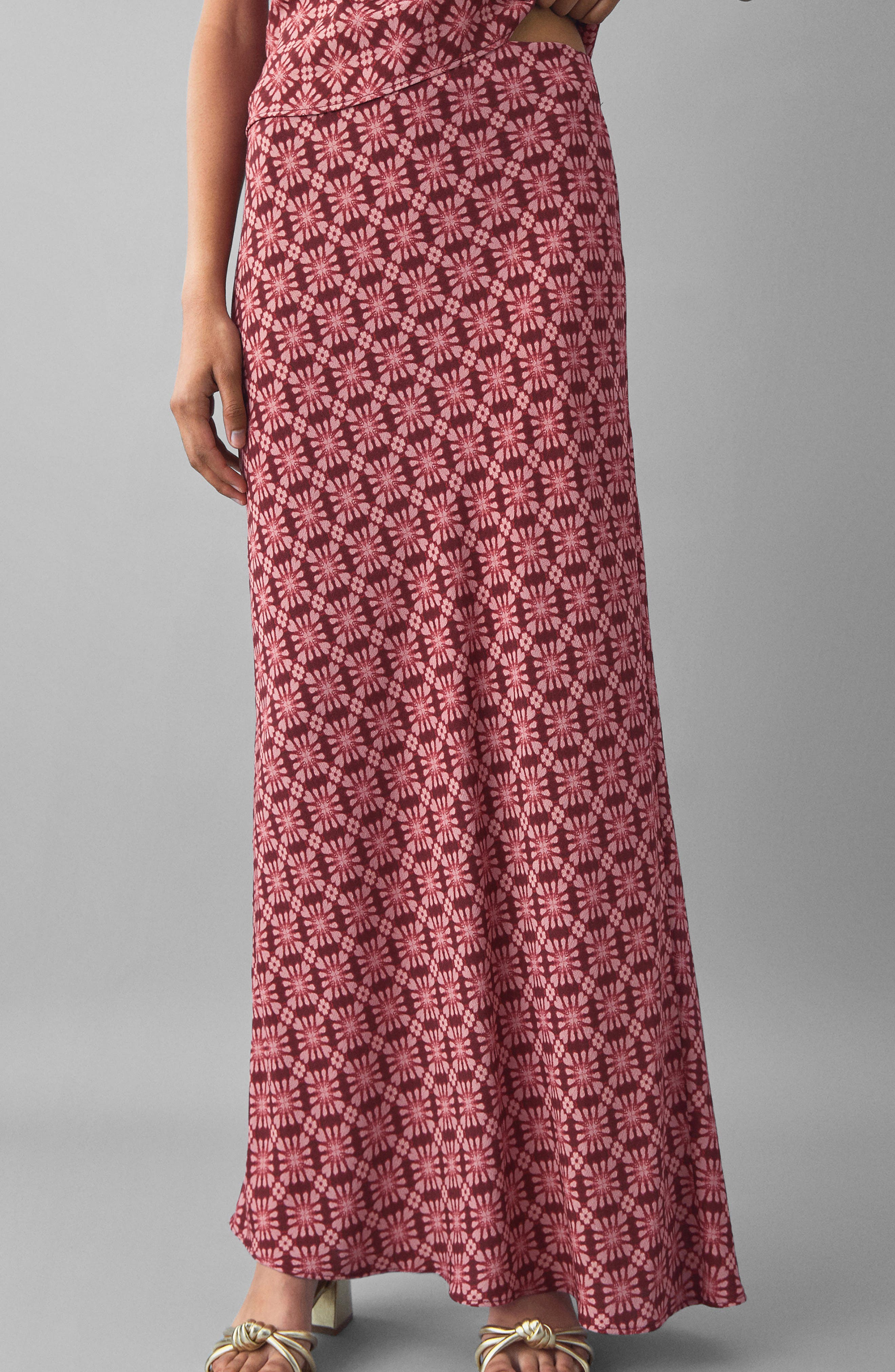 Mango Teen Print Maxi Skirt In Pink