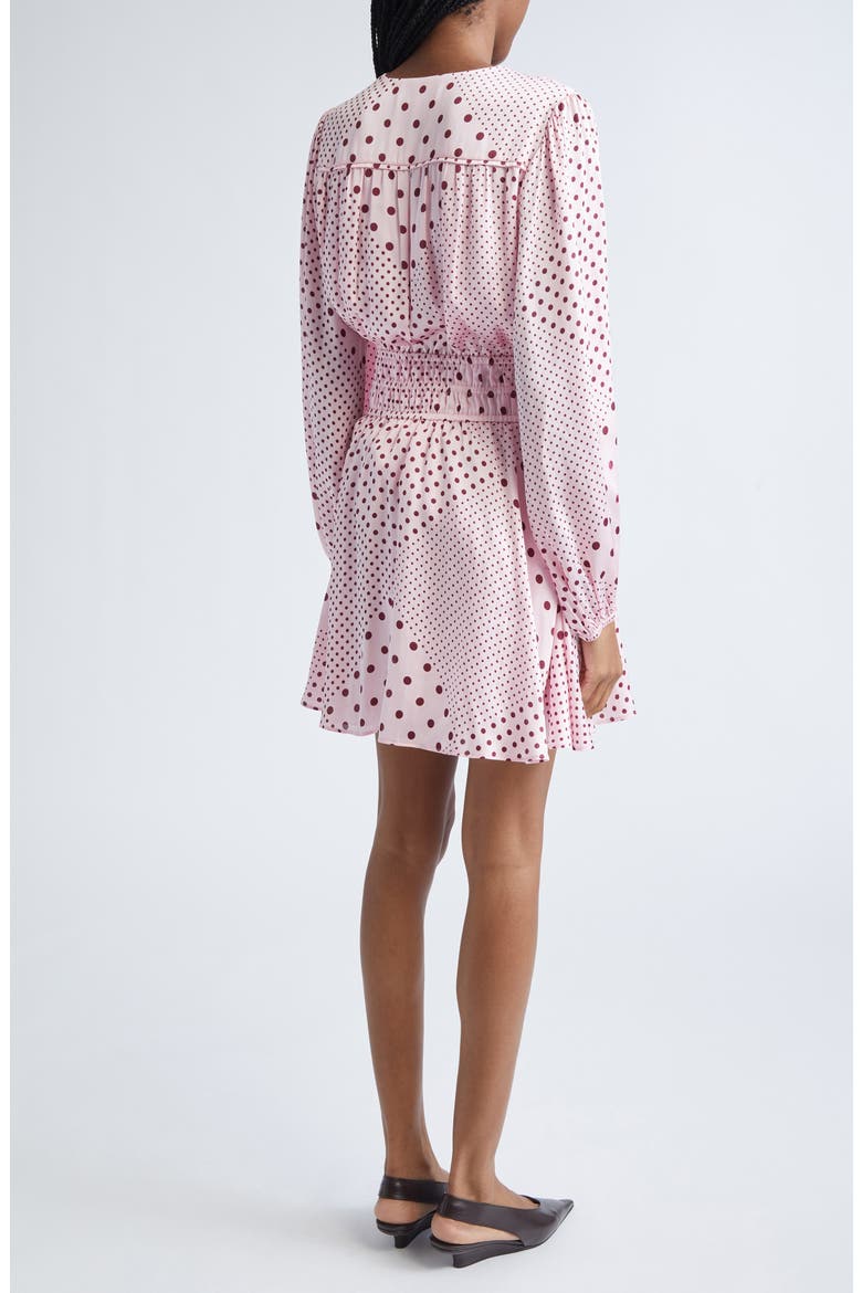 Calanthe Print Long Sleeve Satin Dress, Alternate, color, PINK QUARTZ/ BORDEAUX