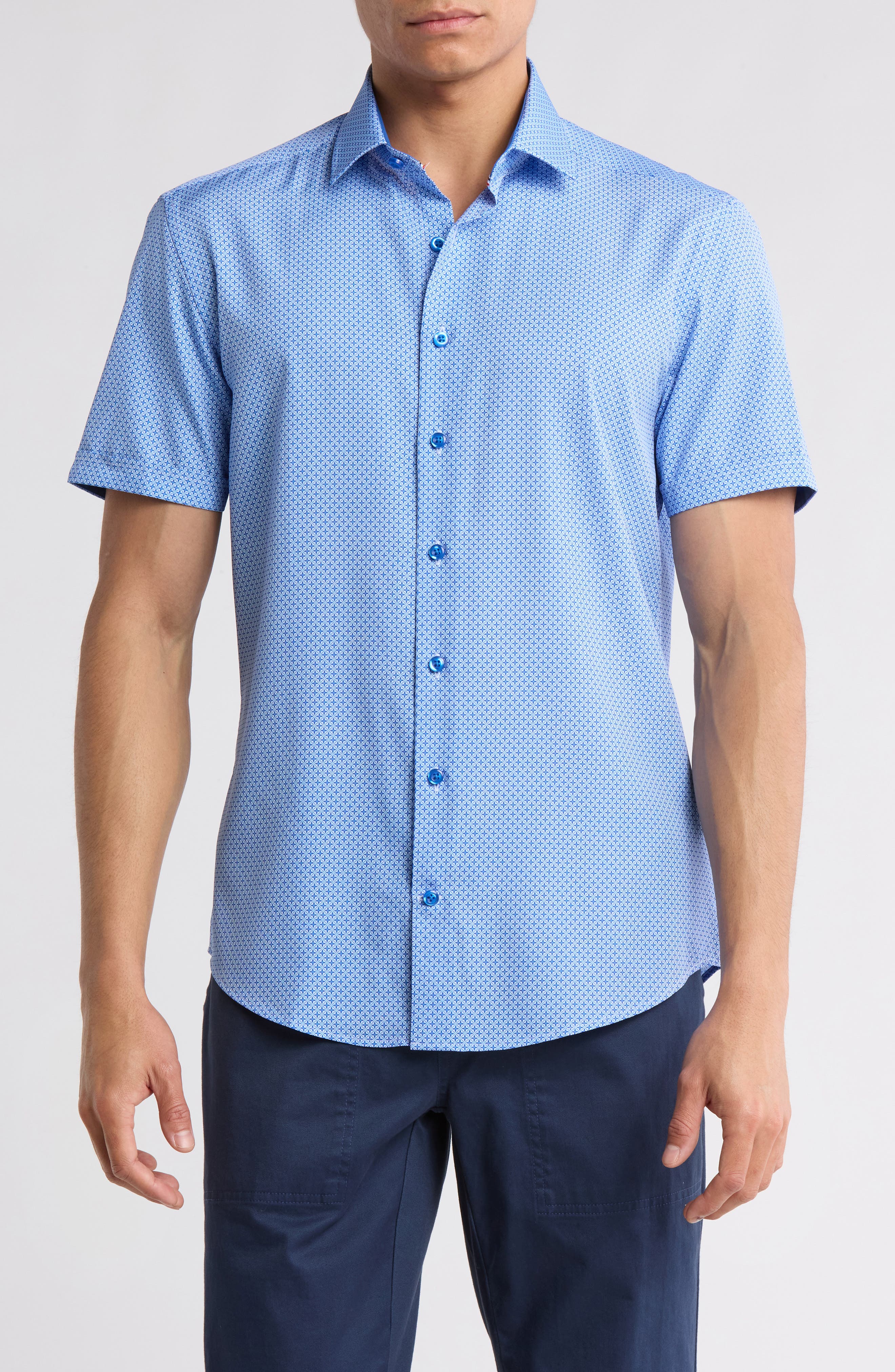 SOUL OF LONDON Geometric Short Sleeve Button-Up Shirt (Men) | Nordstromrack
