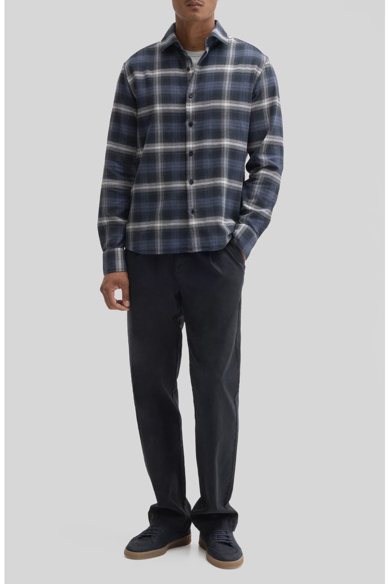 Bates Plaid Button Up Shirt, Alternate, color, DARK INDIGO