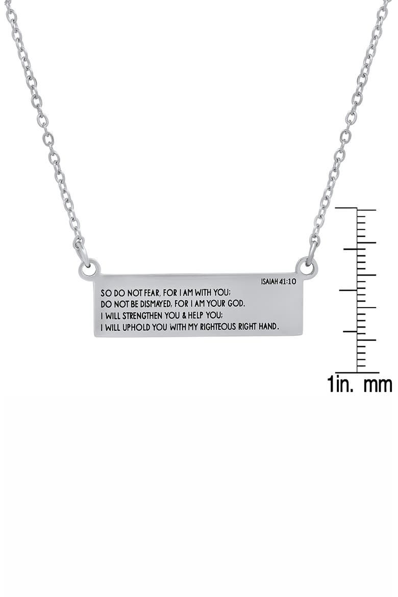 Stainless Steel Religious Bar Pendant Necklace, Alternate, color, METALLIC
