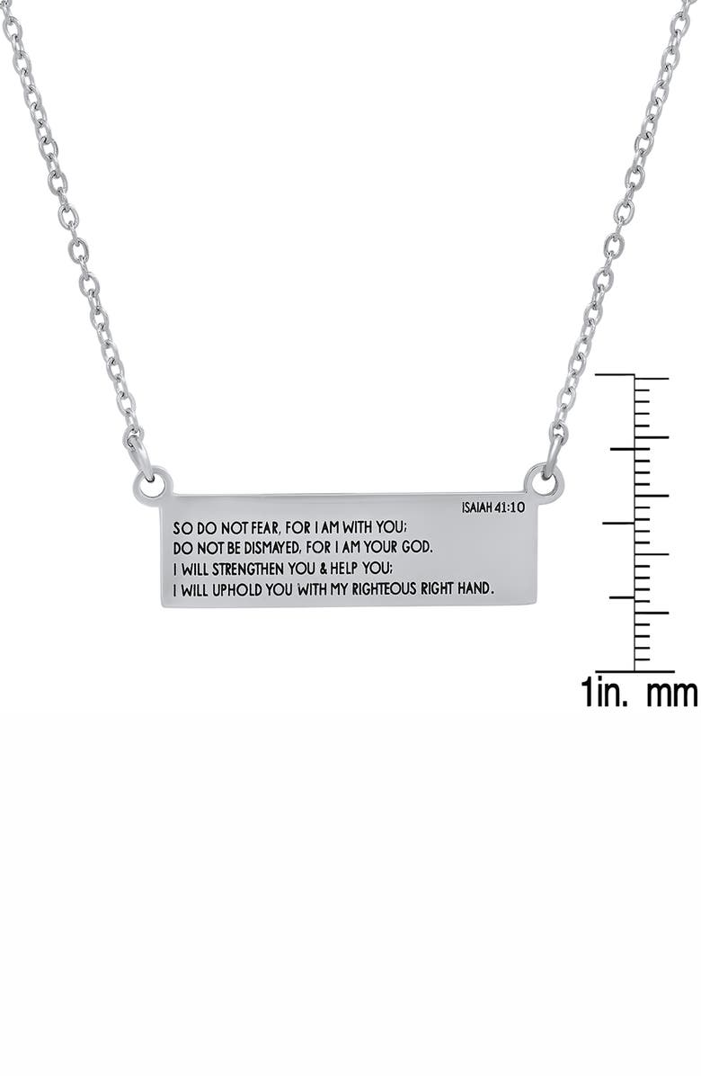 HMY JEWELRY Stainless Steel Religious Bar Pendant Necklace, Alternate, color, Metallic